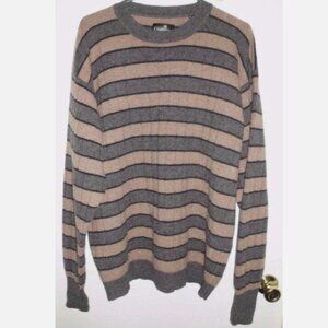 Evergreen 100% Lambswool Striped Sweater L Men Vintage Oversized Sustainable